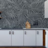 Samolepljive tapete za kuhinju sa motivima apstraktne prirode u crno beloj kombinaciji