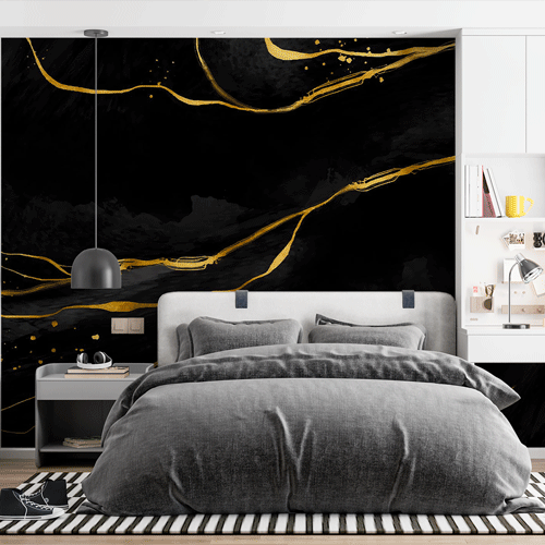 Fototapete - Crno zlatni mermer
