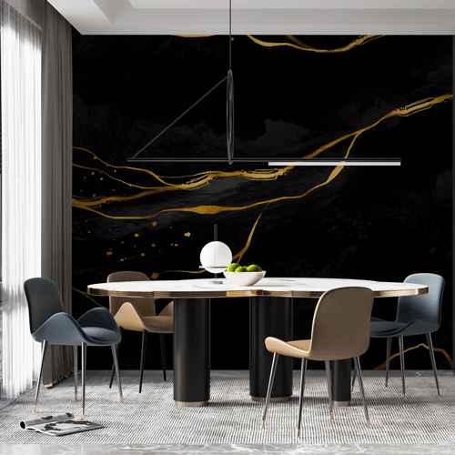 Fototapete - Crno zlatni mermer